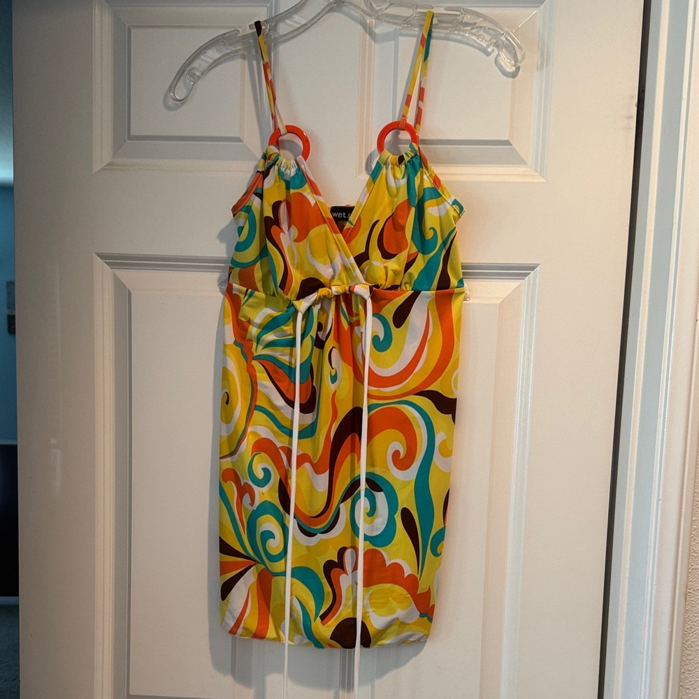 Wet Seal Yellow and Orange Retro One Piece